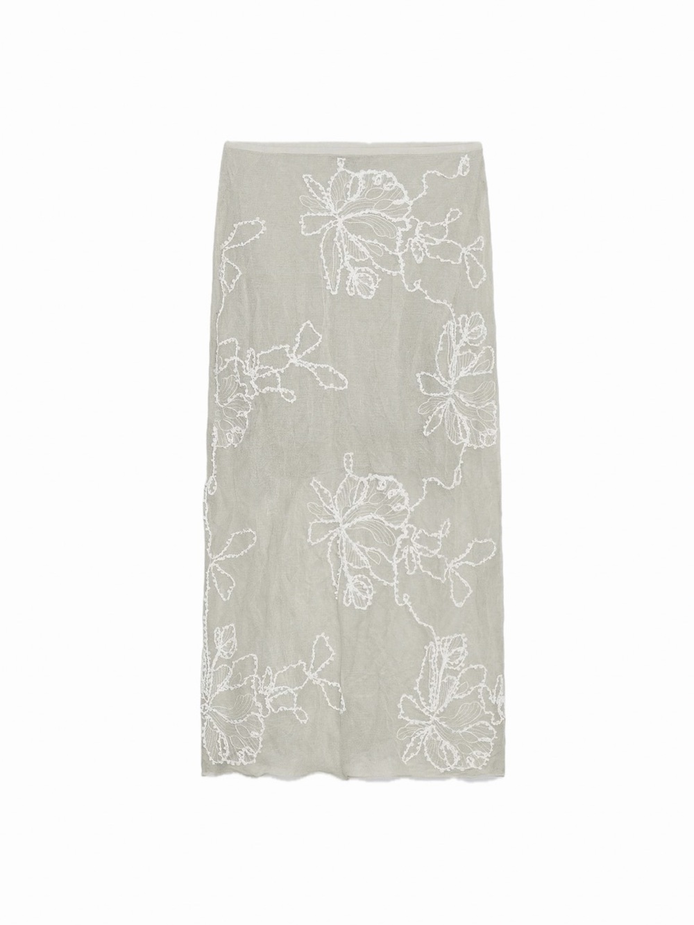 zara sheer embroidered midi skirt